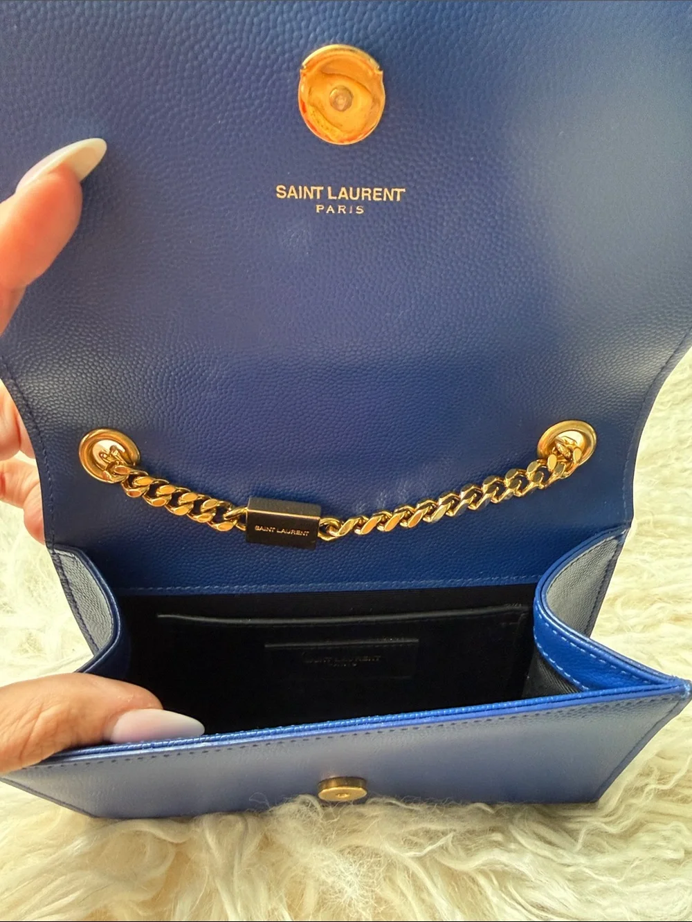 Saint Laurent Royal Blue YSL Monogram Chain Crossbody - Picture 8 of 9